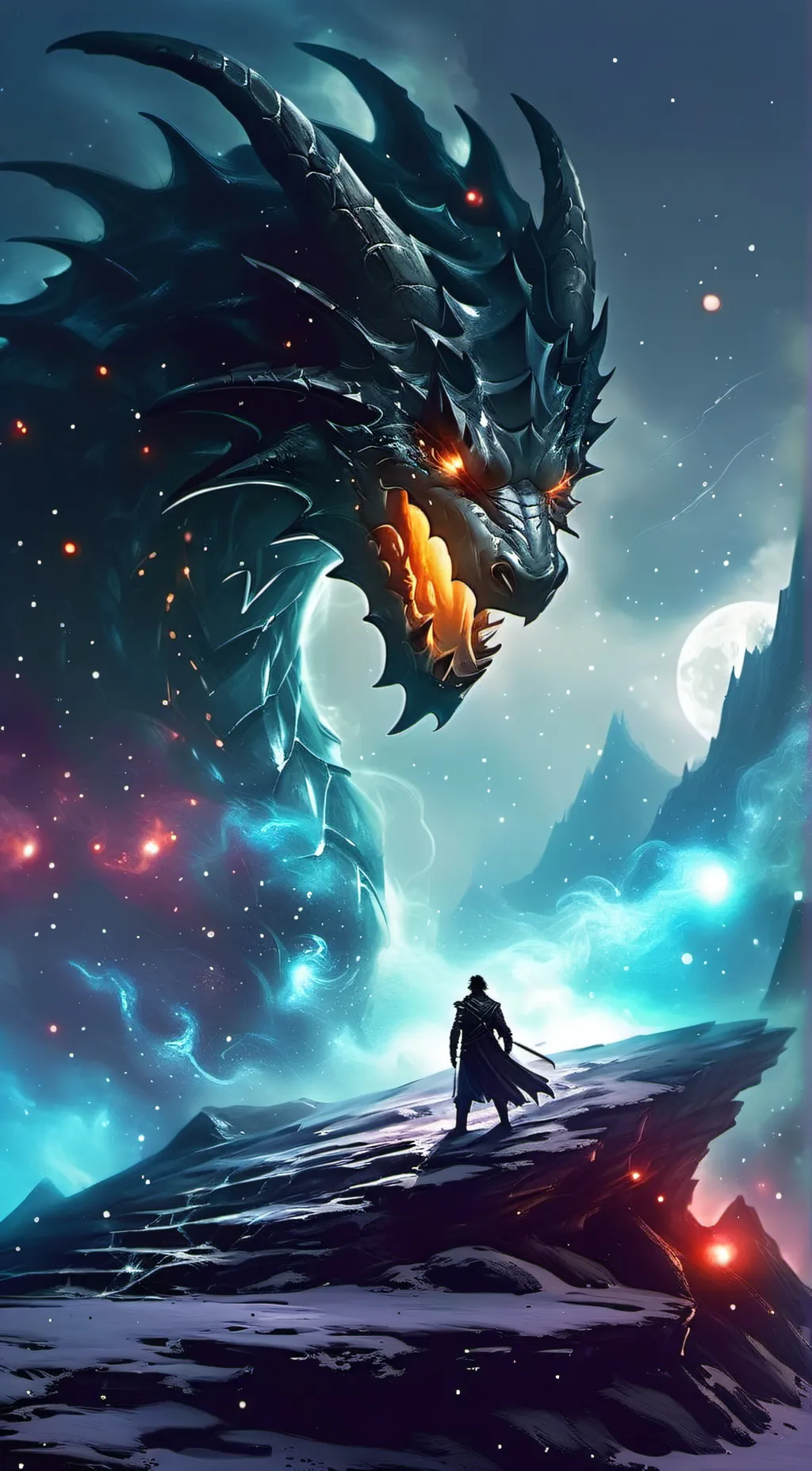 ai character: galaxy king dragon background