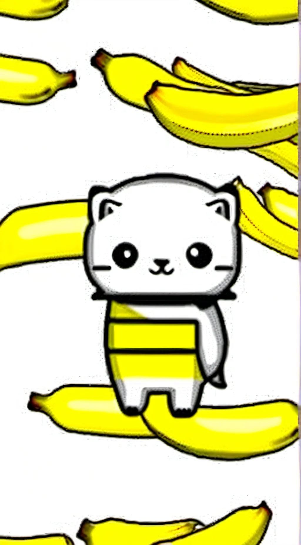 ai character: Banana cat x apple background