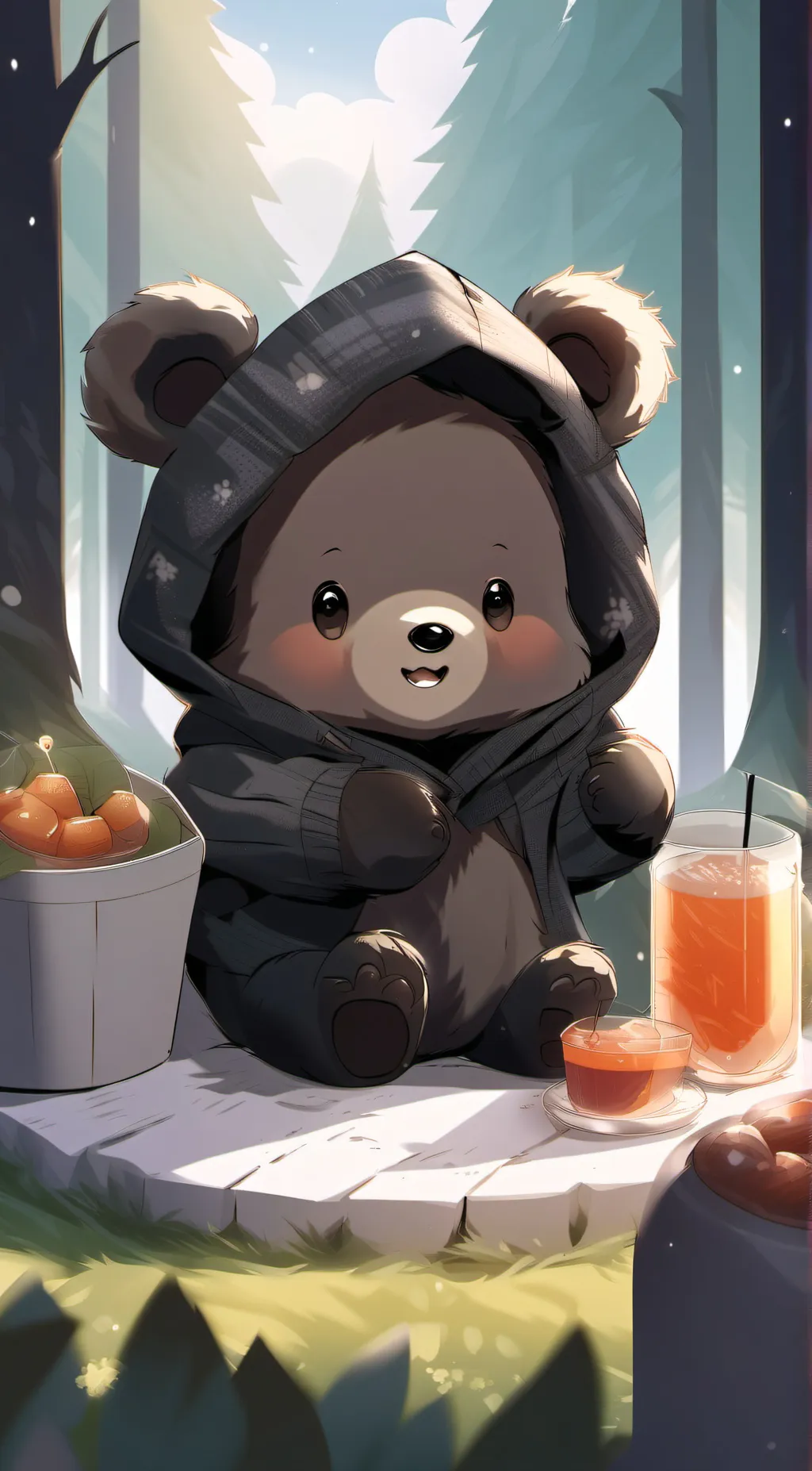 ai character: baby bear background