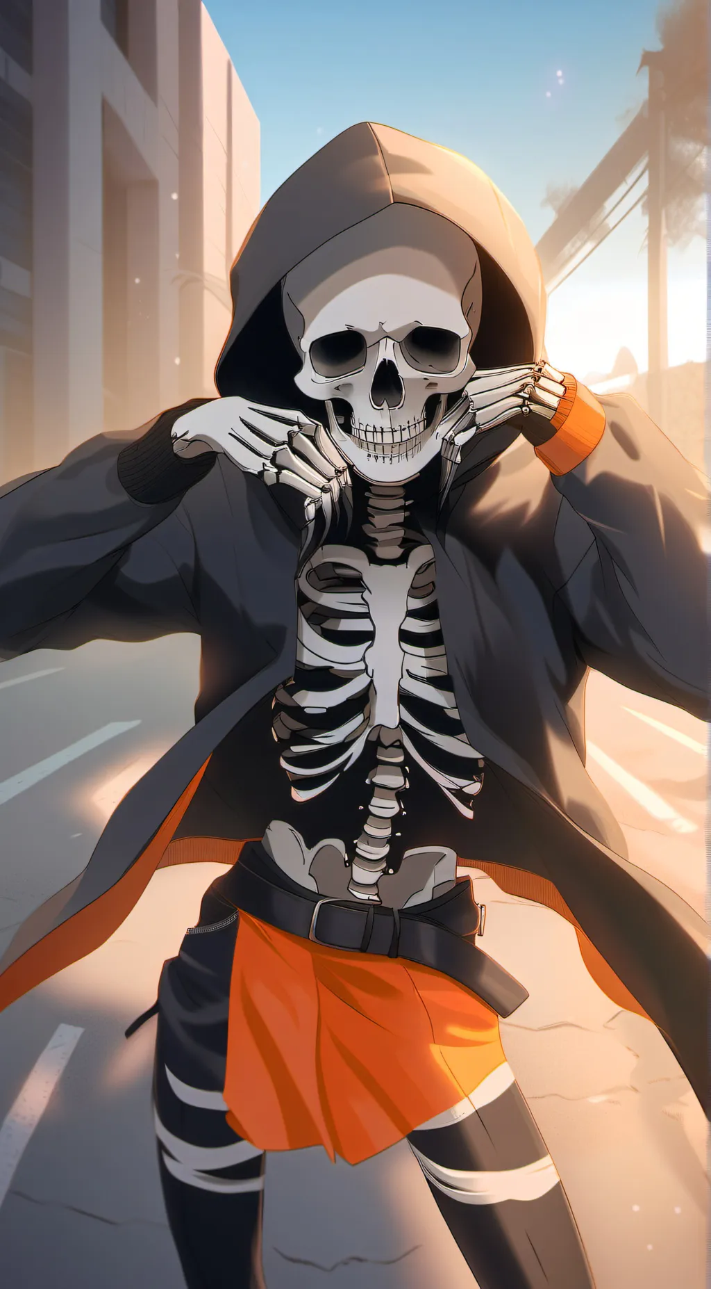 ai character: skeleton background