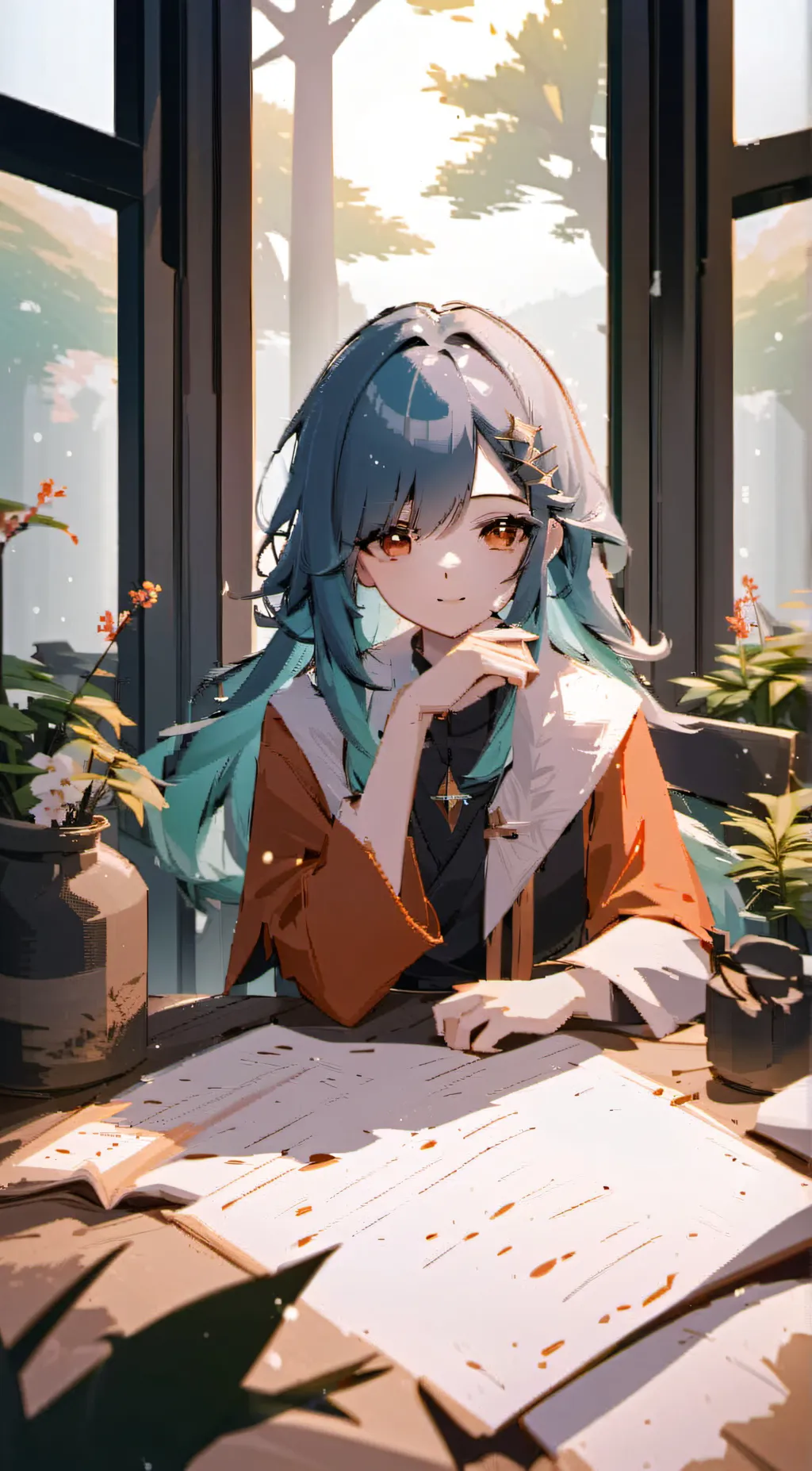 ai character: sea background