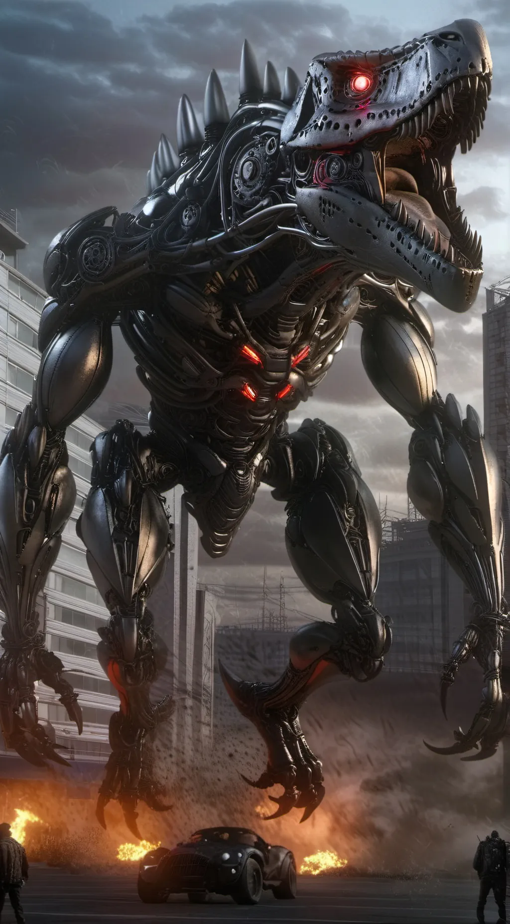 ai character: Mechagodzilla 2024 background