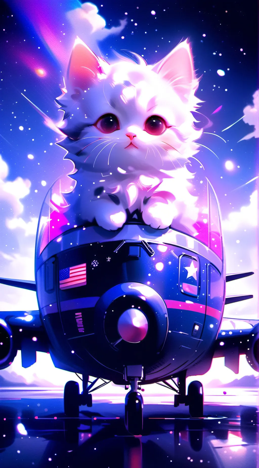 ai character: Plane with kitten background