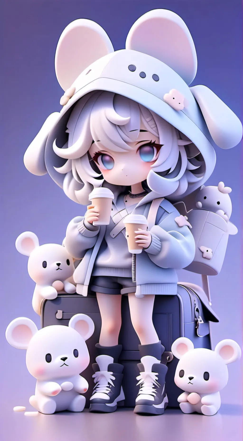 ai character: Cute Purple bunny background
