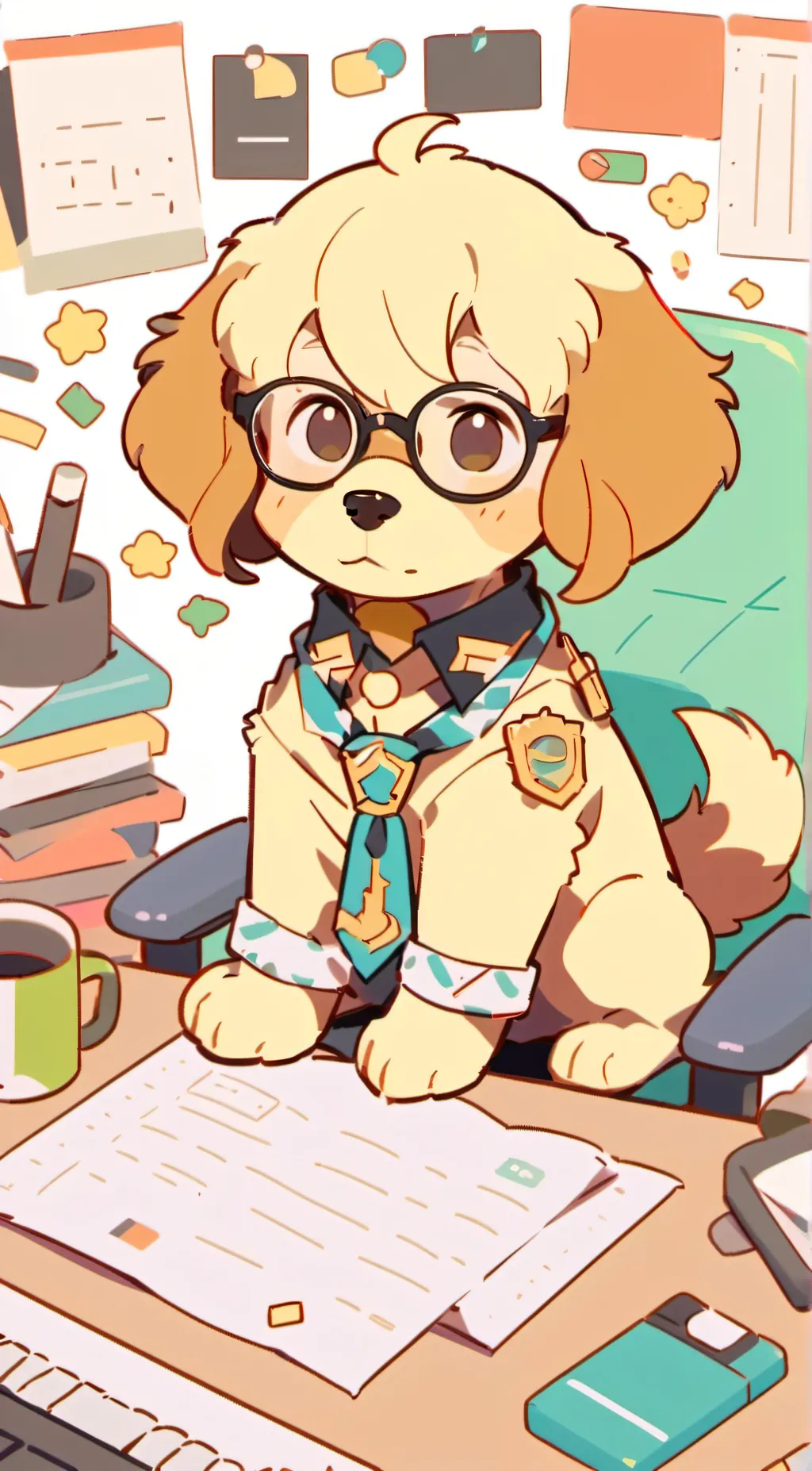 ai character: Therapy dog (boy)  background