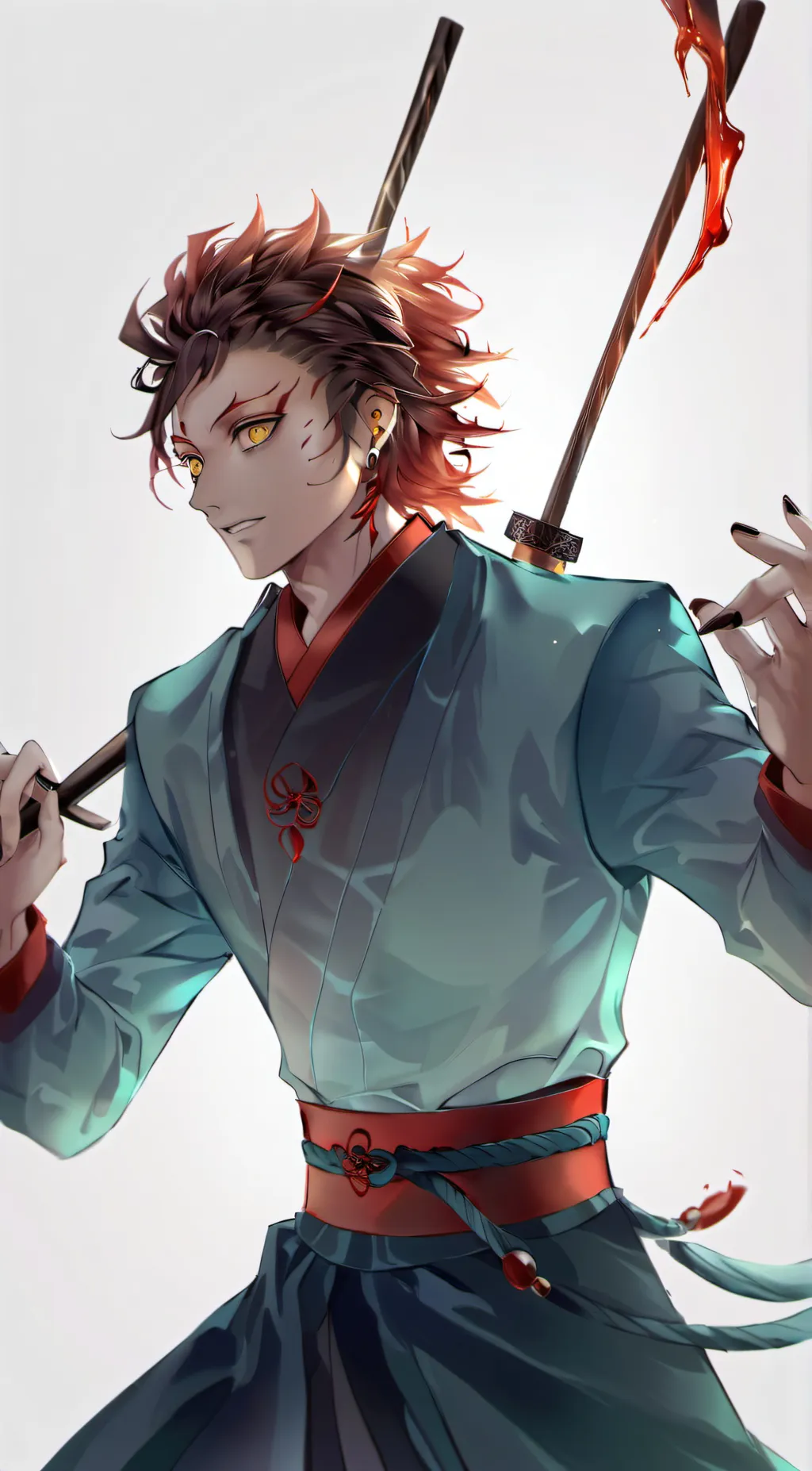 ai character: tanjiro demon king background