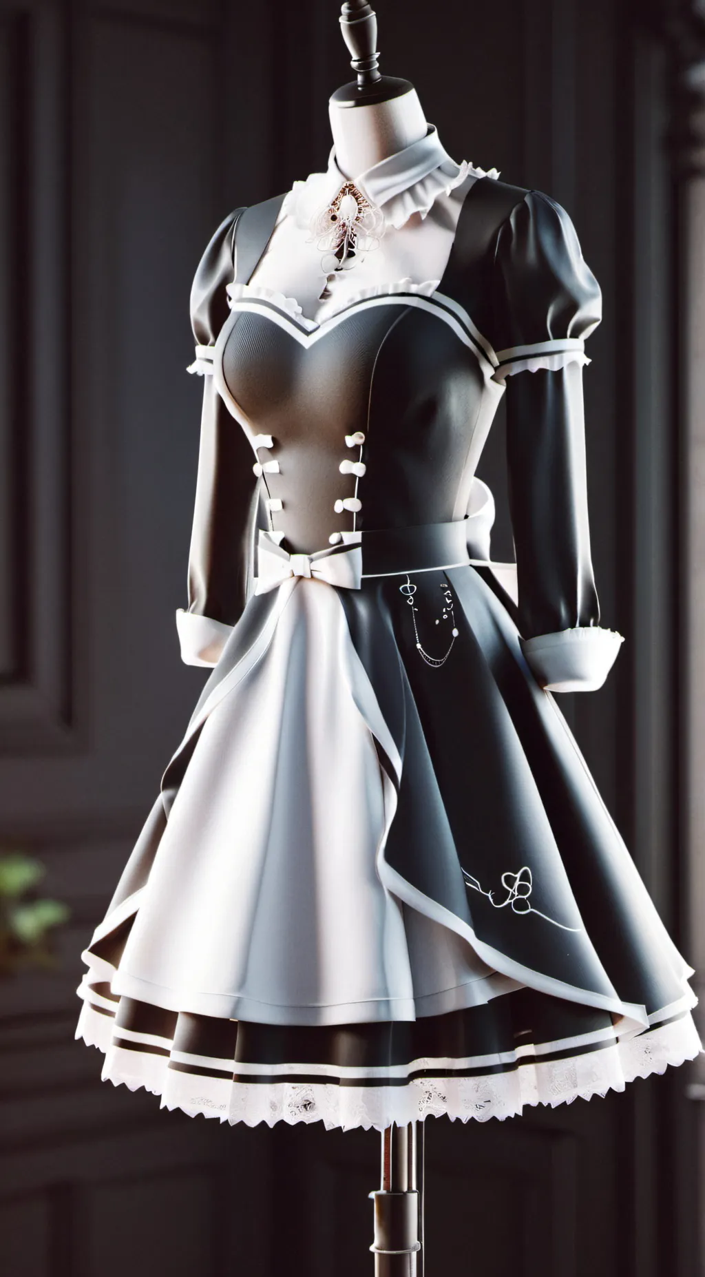ai character: cursed maid dress background