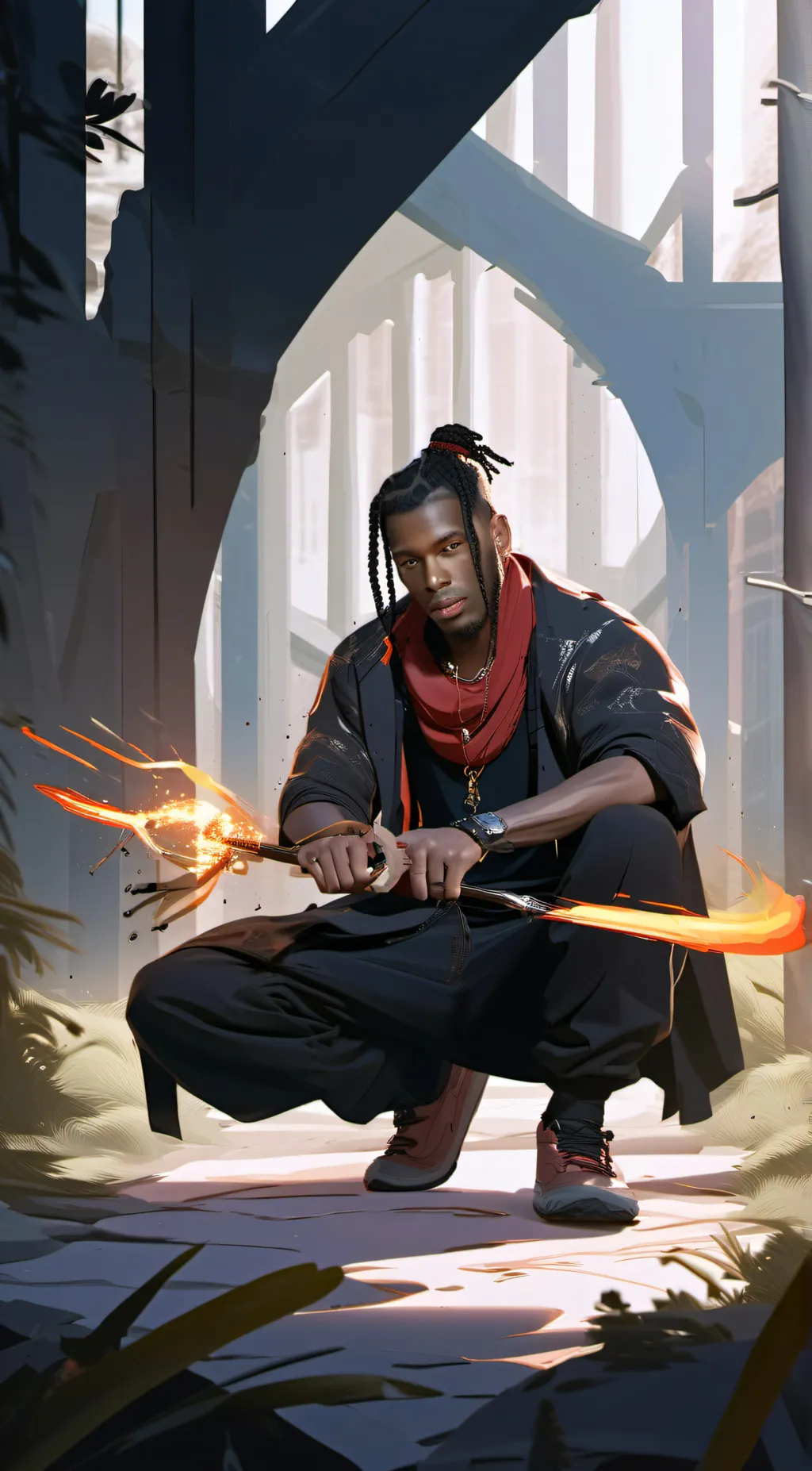ai character: Travis Scott  background