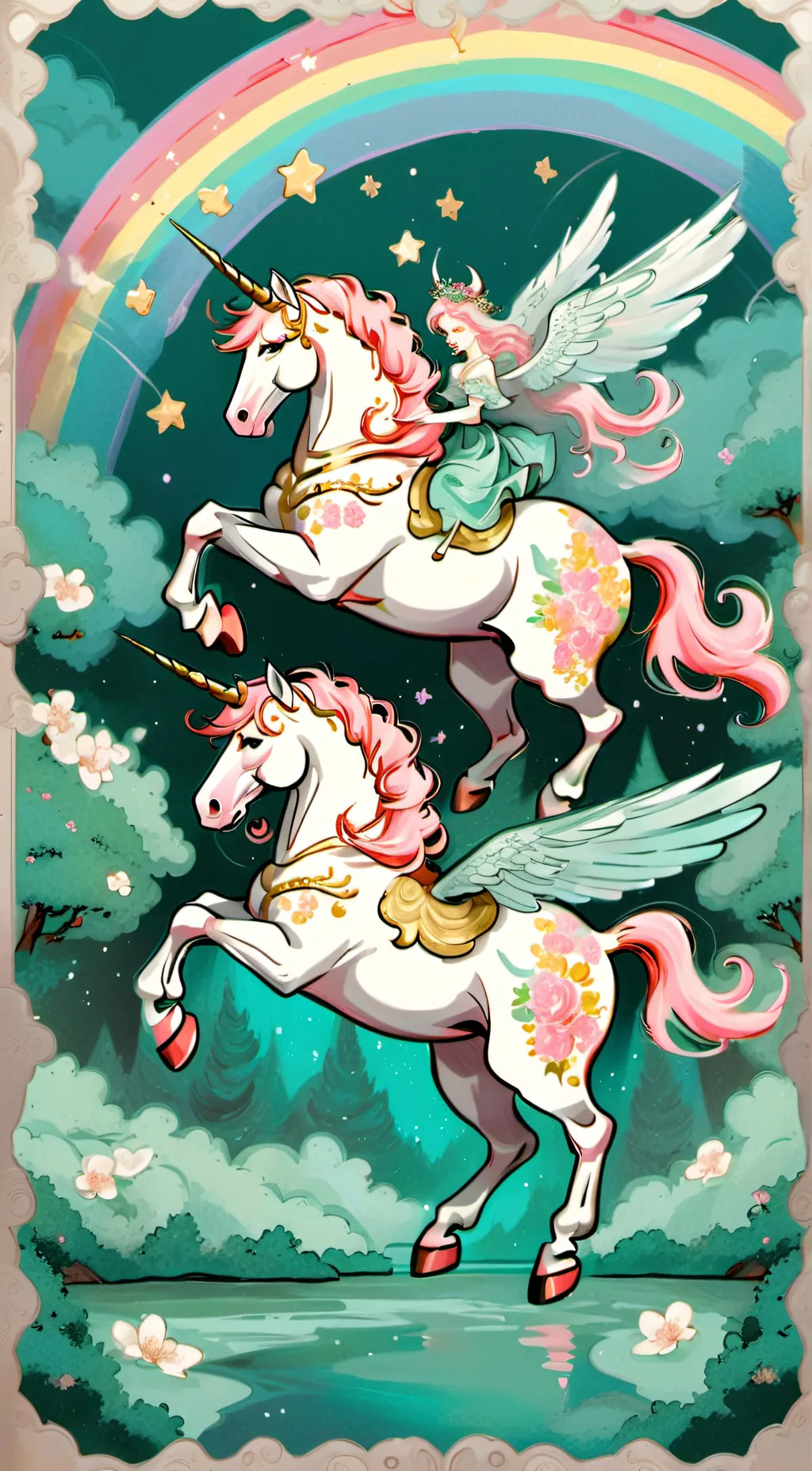 ai character: Pink unicorns background