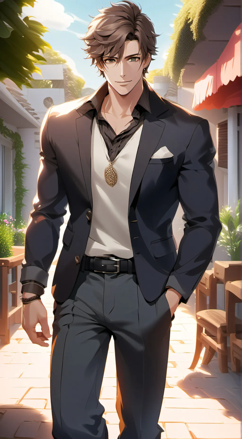 ai character: Cesar White background