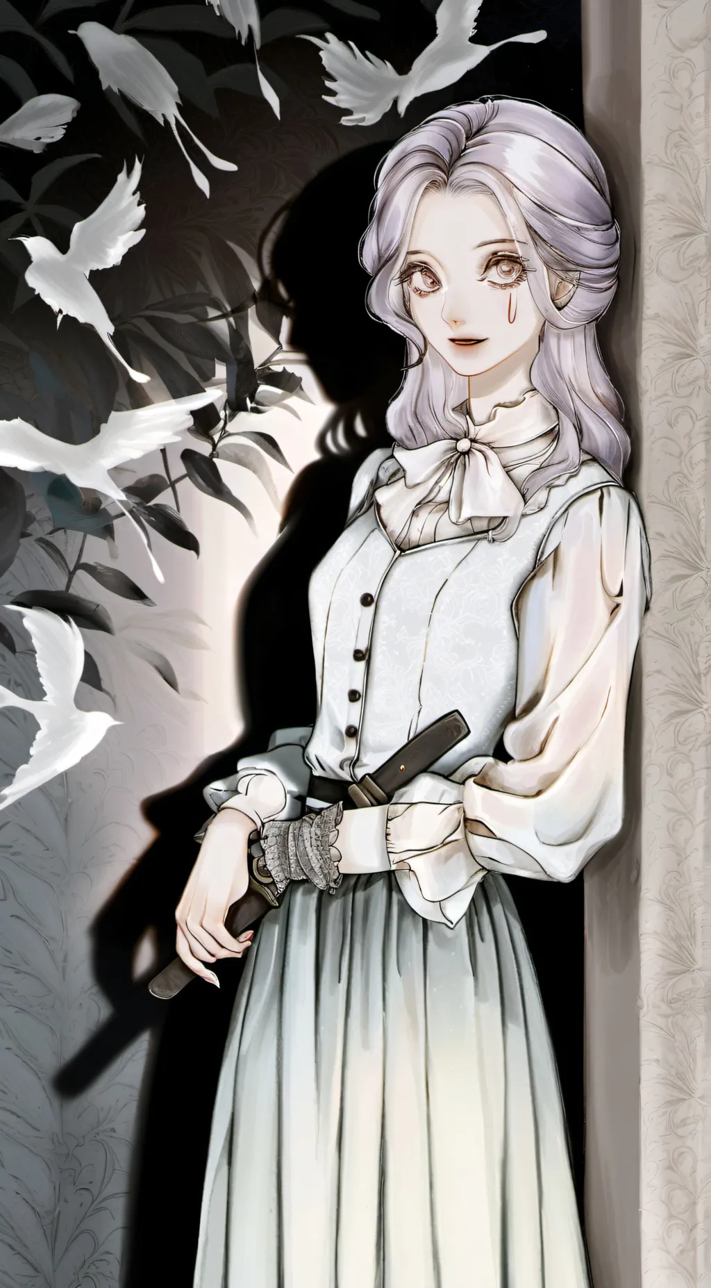 ai character: Flutter shy background