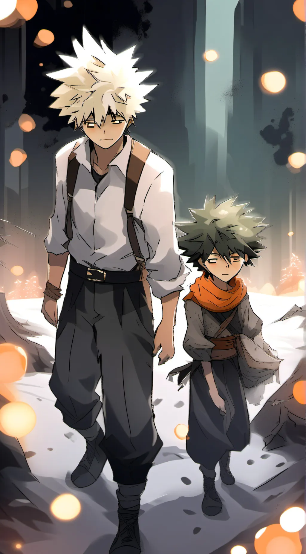 ai character: Bakugo and Deku background