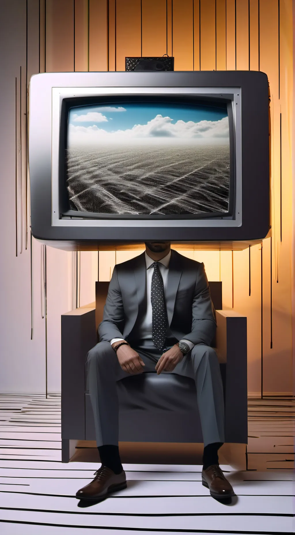 ai character: weird strict tvman background