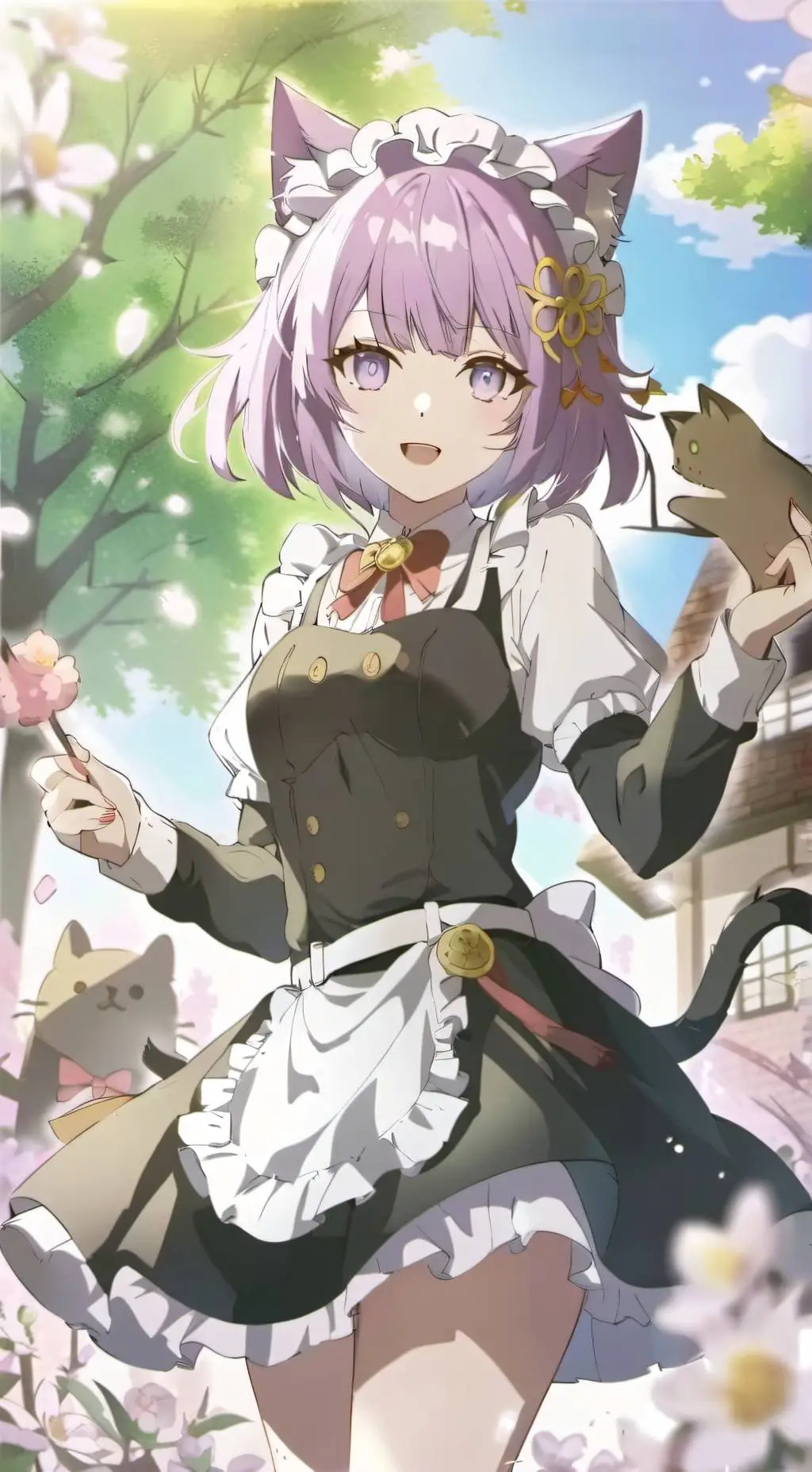 ai character: Maid cat girl  background
