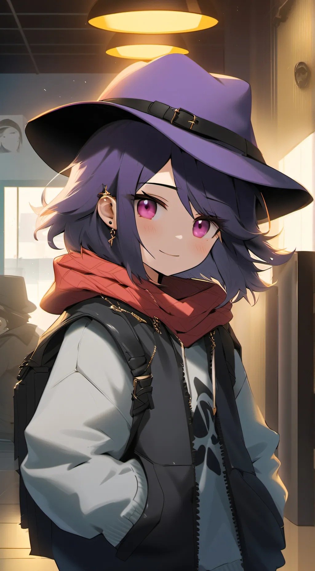 ai character: purple girl background