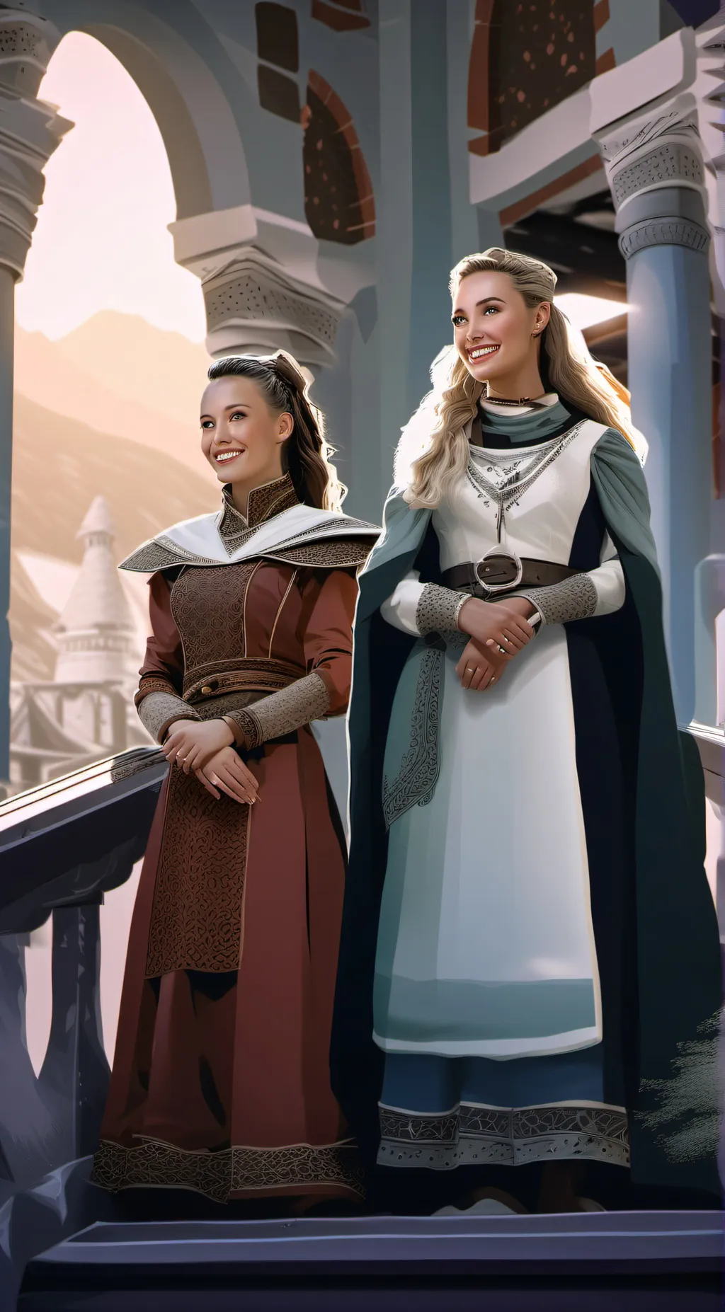 ai character: Avry and Annie  background