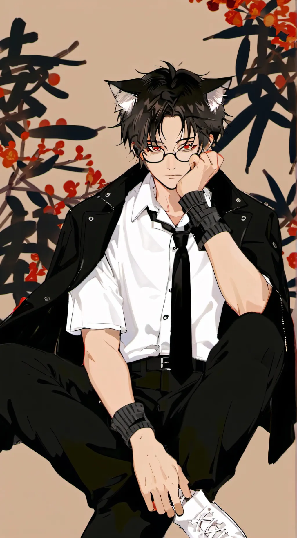 ai character: Choso cat background