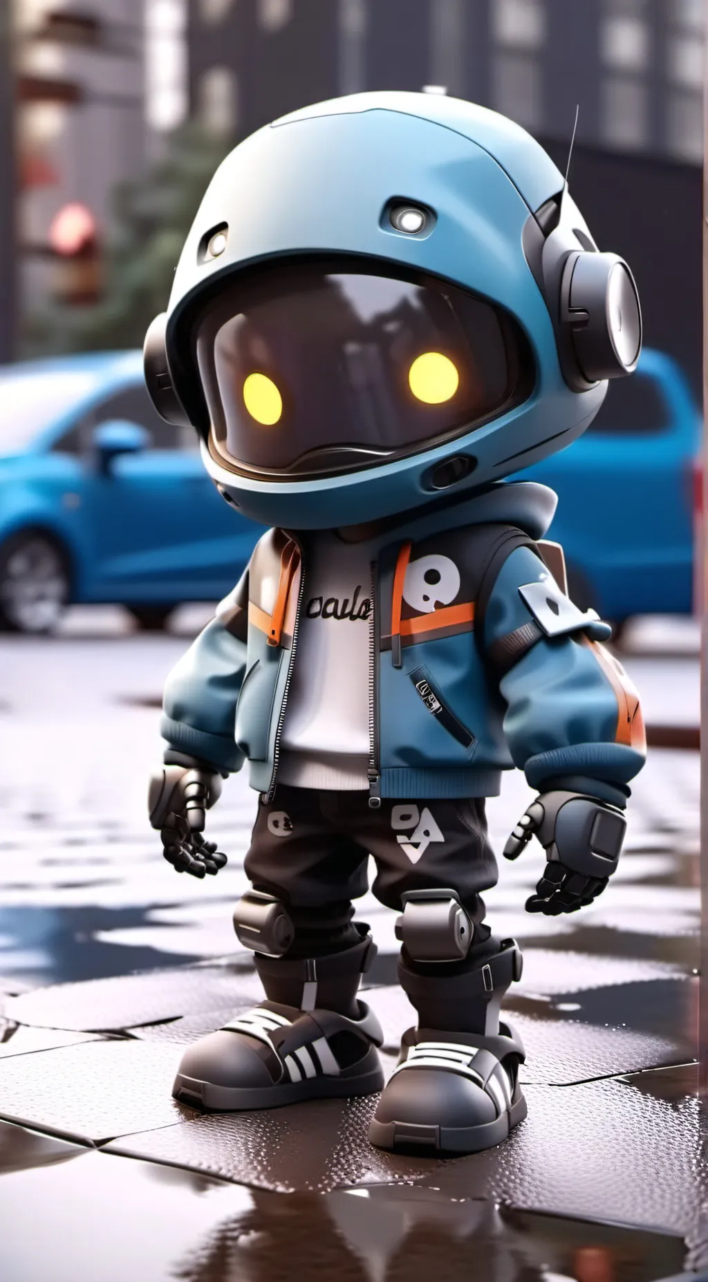 ai character: Homeless robot. background