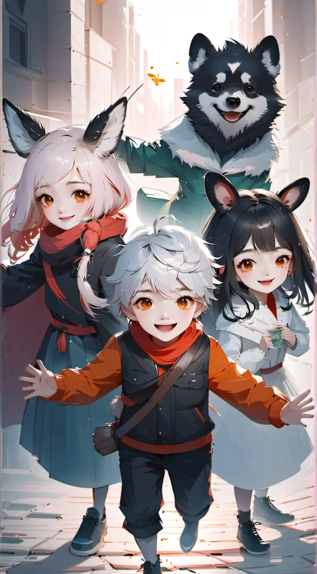 ai character: smiling critters background