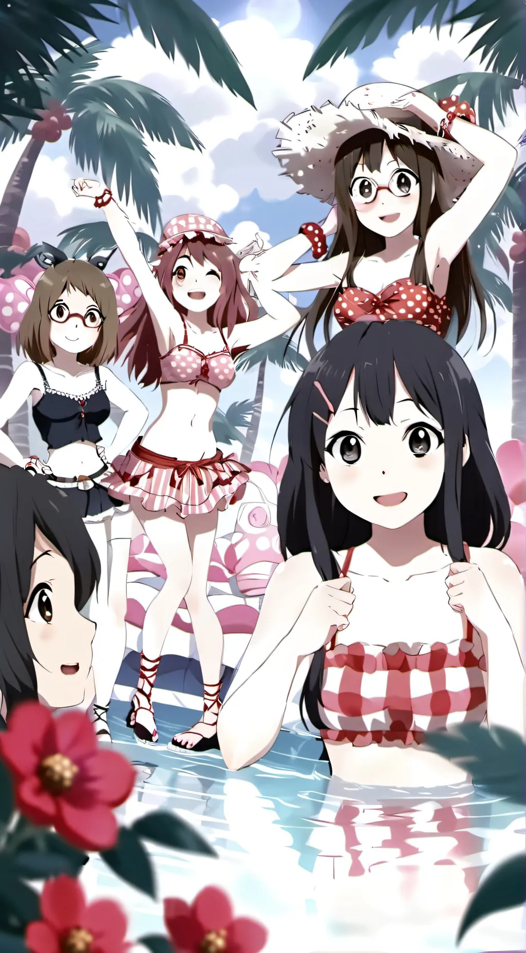 ai character: MHA pool party  background