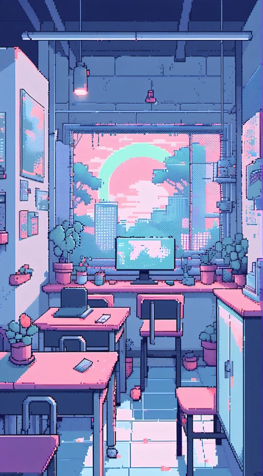 ai character: Gacha heat school background