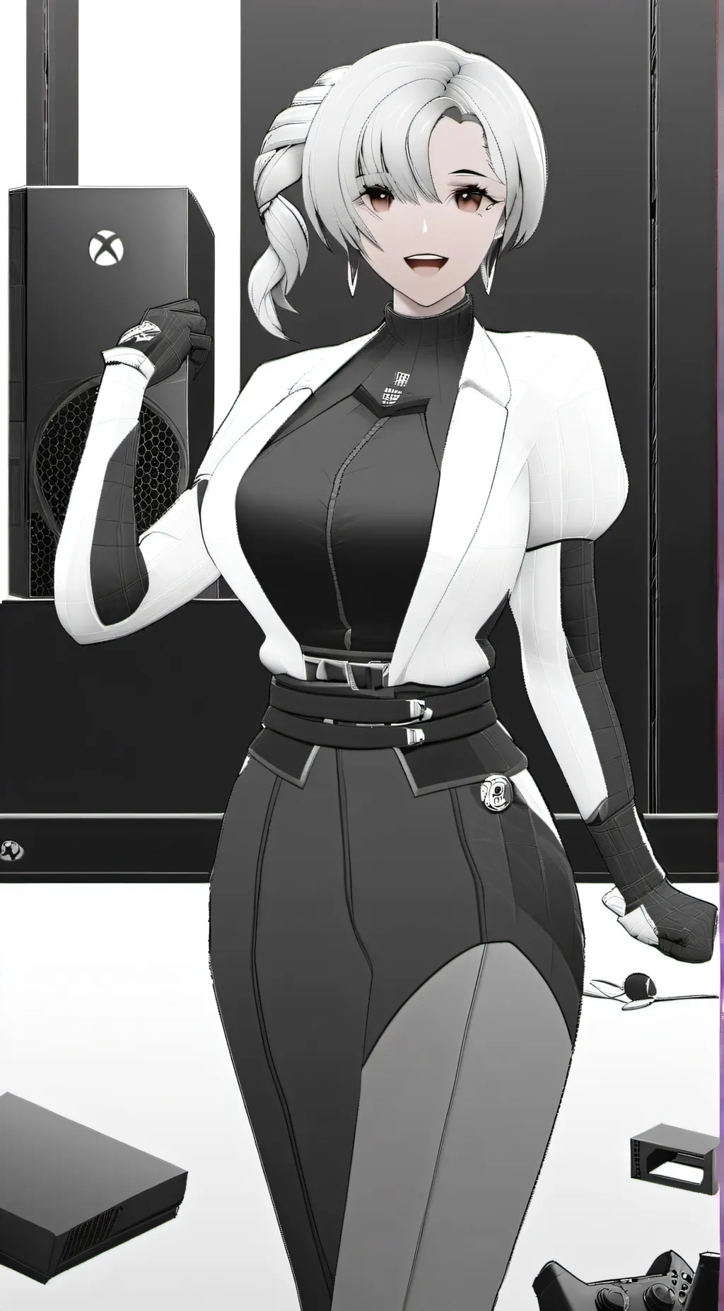 ai character: xbox series x girl background