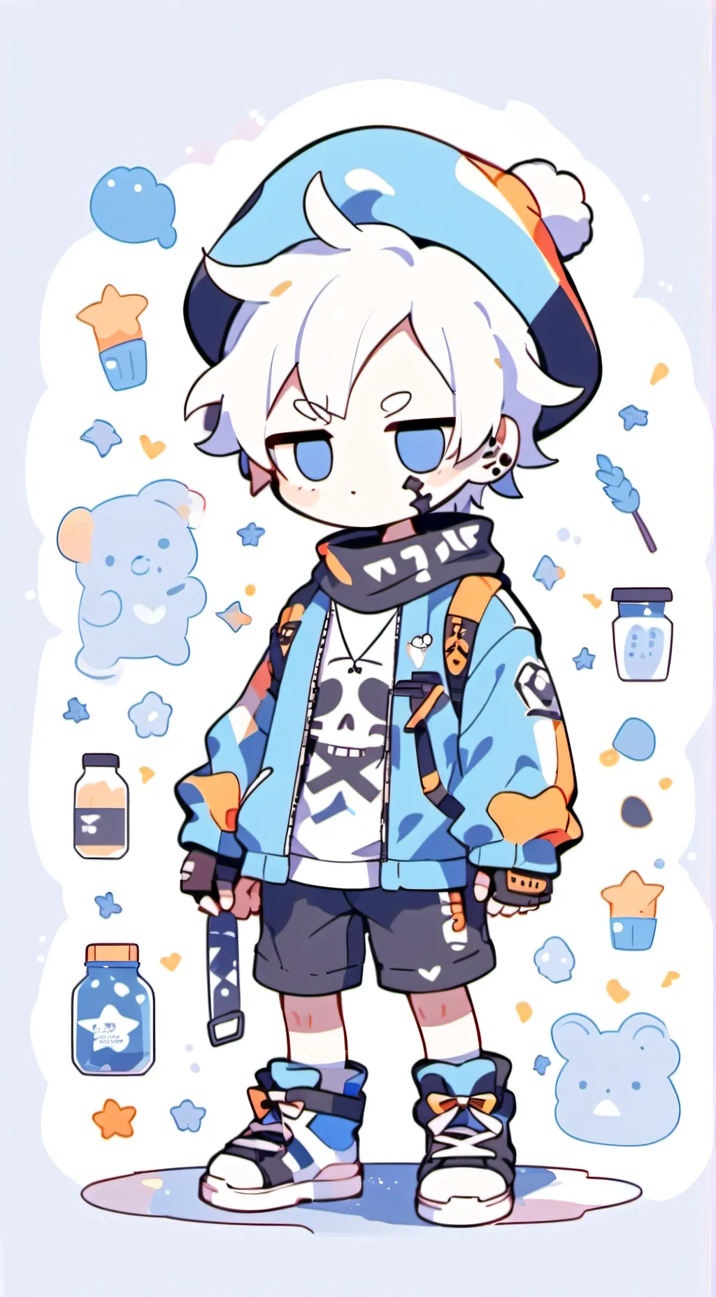 ai character: BlueberrySans background