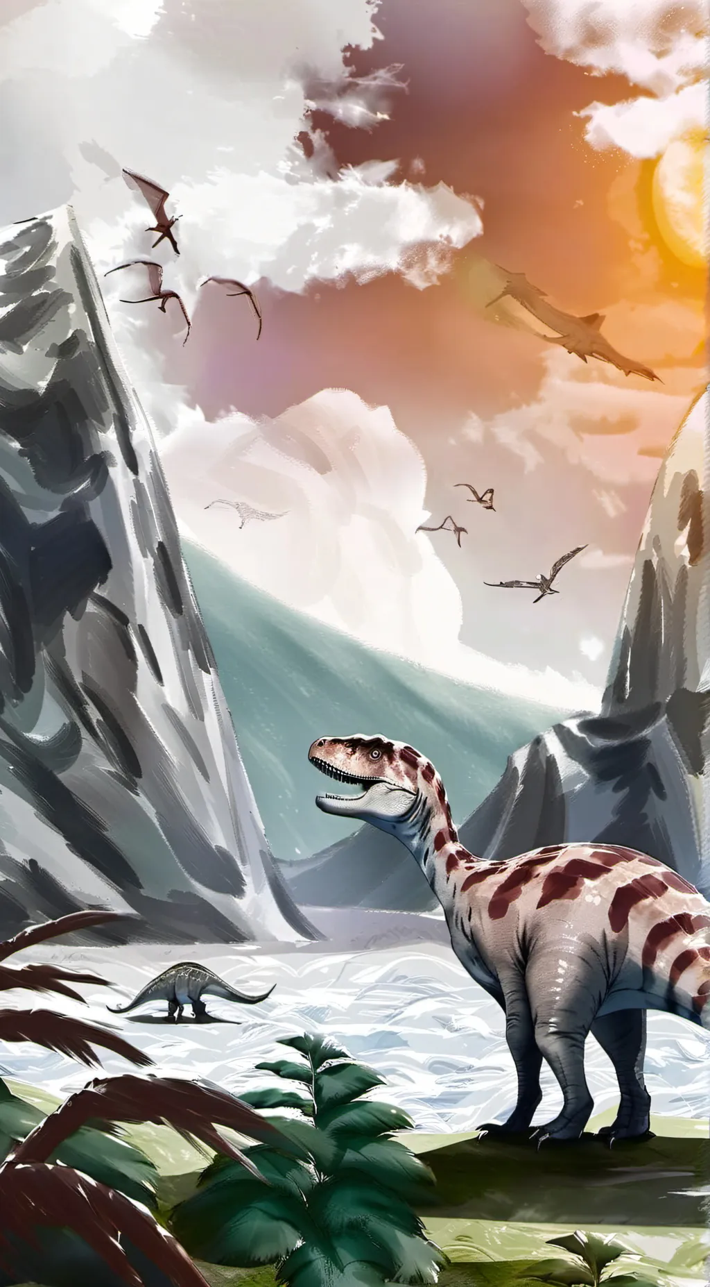 ai character: dinosaur world background