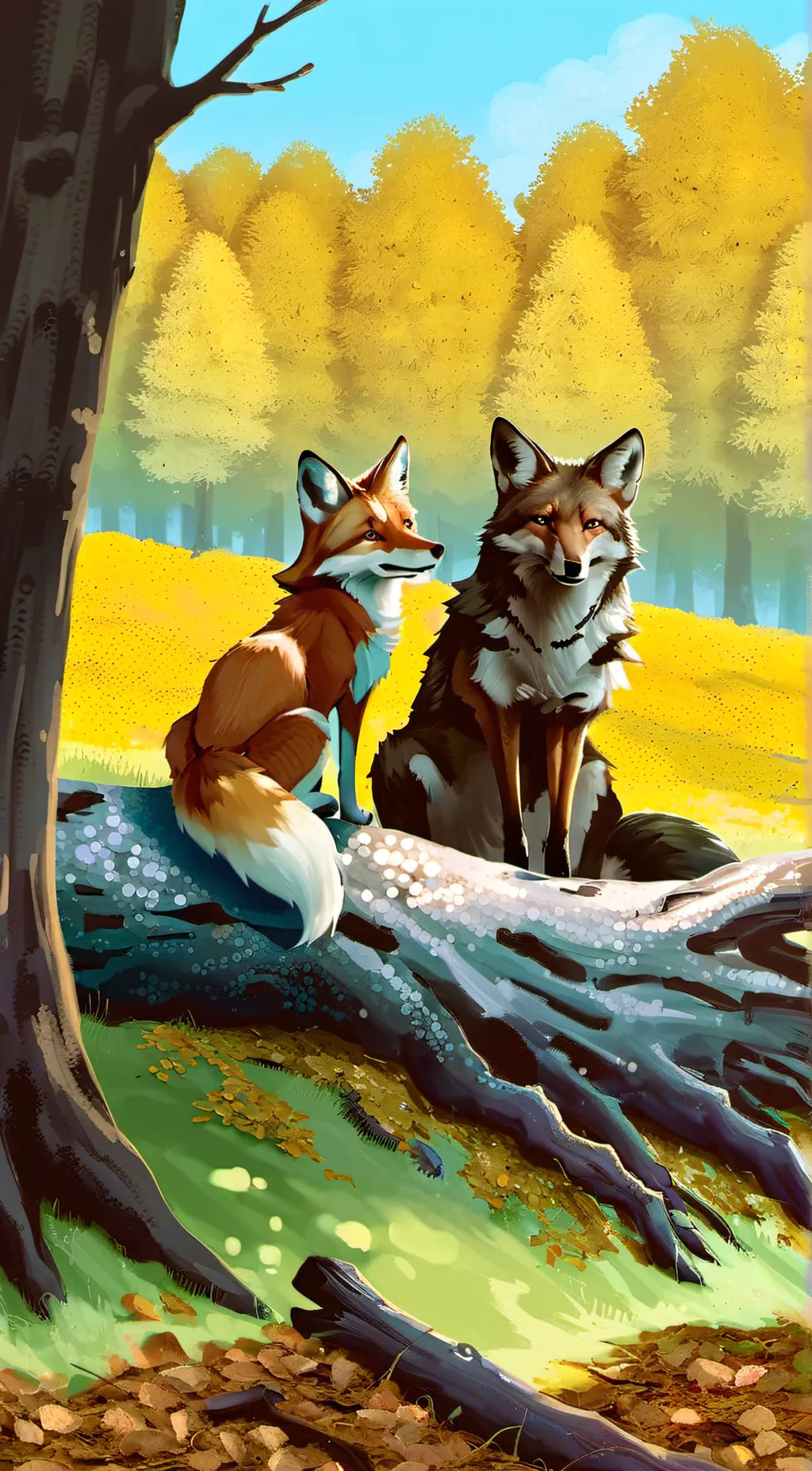 ai character: The coyote and fox background