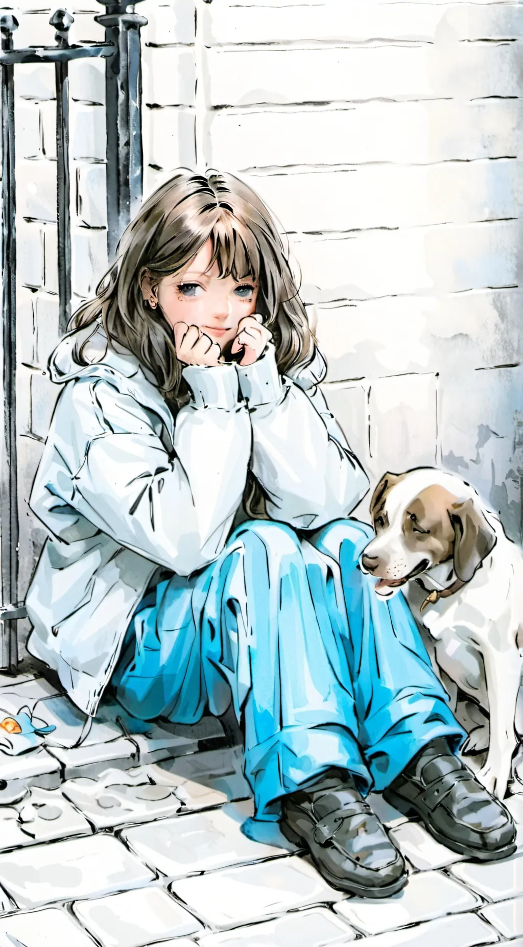 ai character: dog pip girl piper background