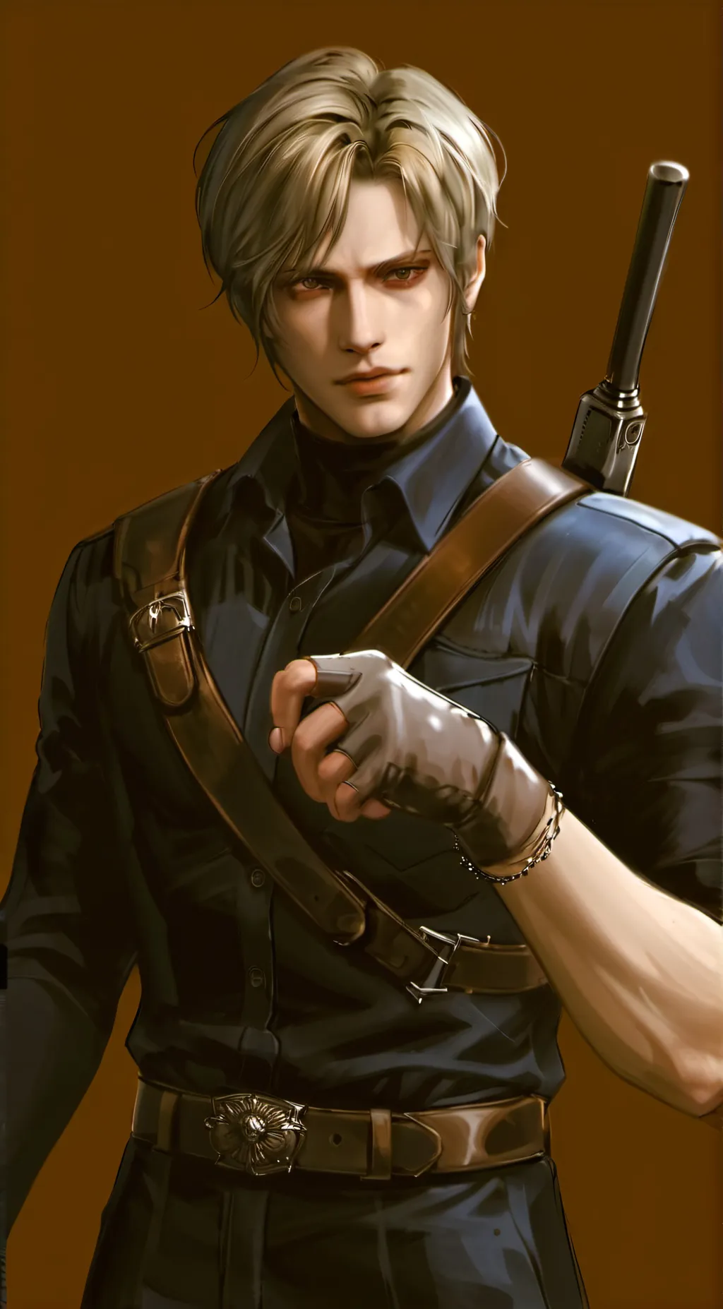 ai character: Leon Kennedy  background