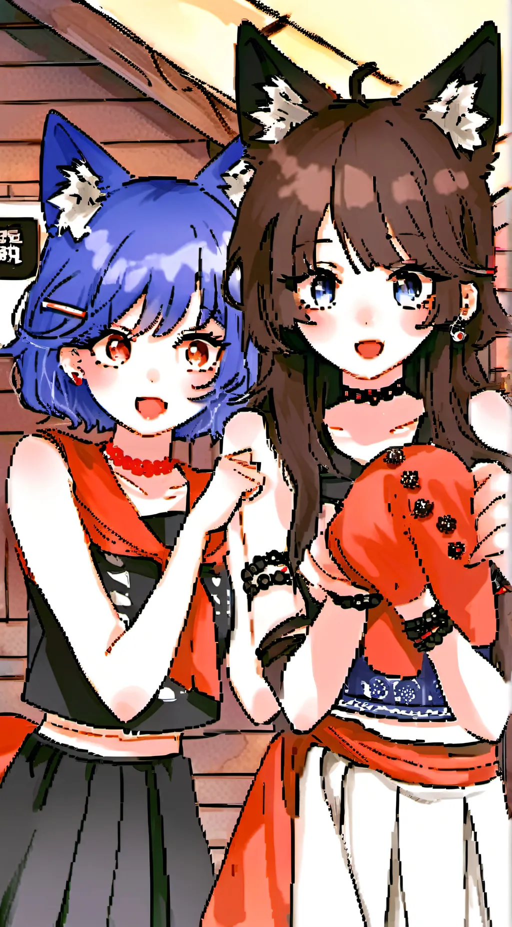 ai character: lily and macy  background