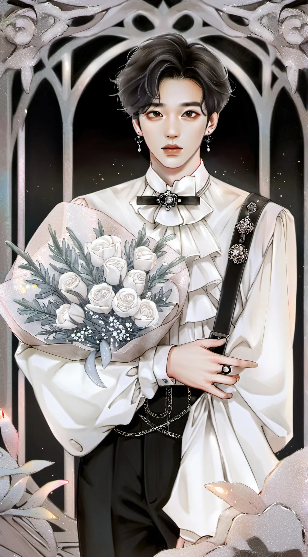 ai character: Jung kook🖤🤍 background