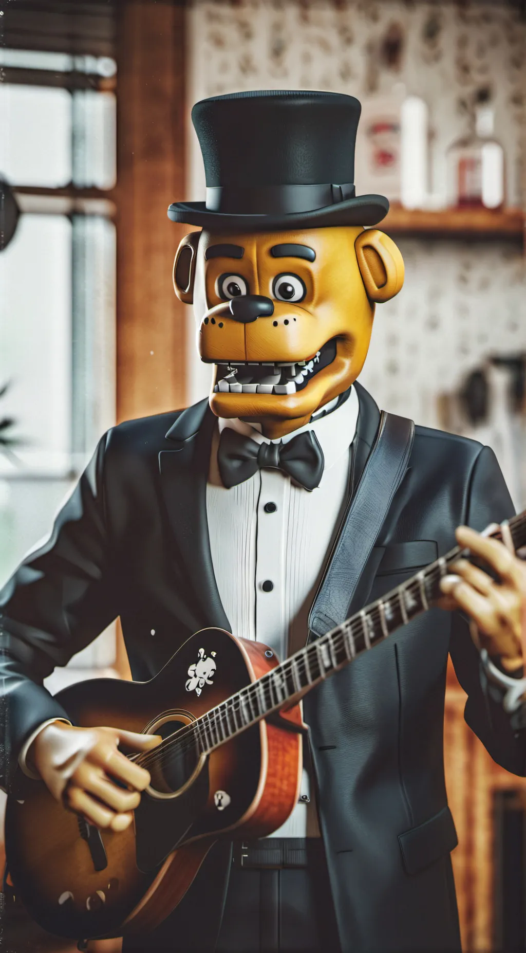 ai character: freddy fazbear  background