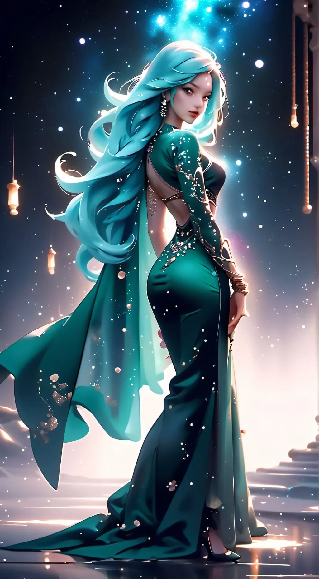 ai character: queen blue background