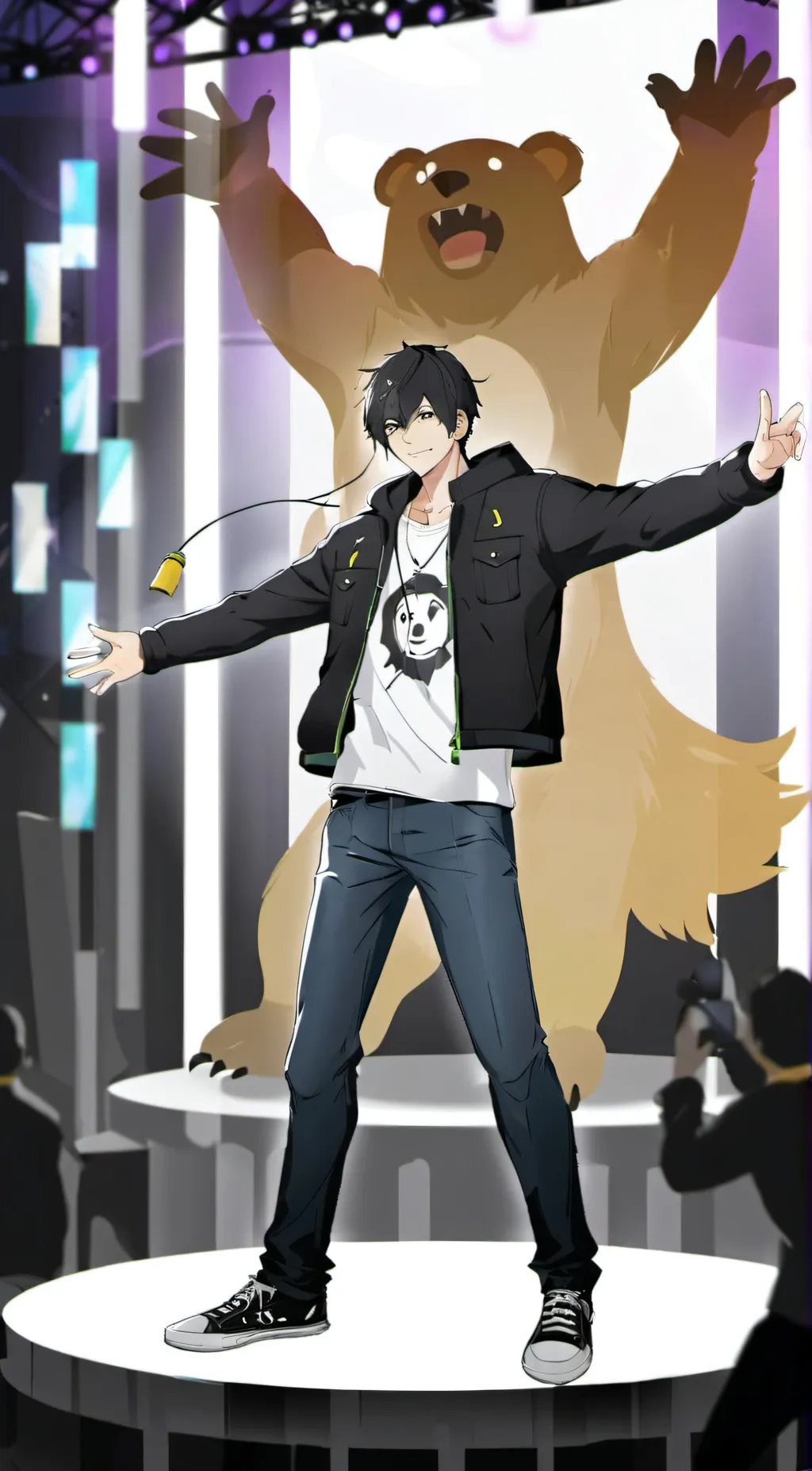 ai character: Freddy vs slenderm background