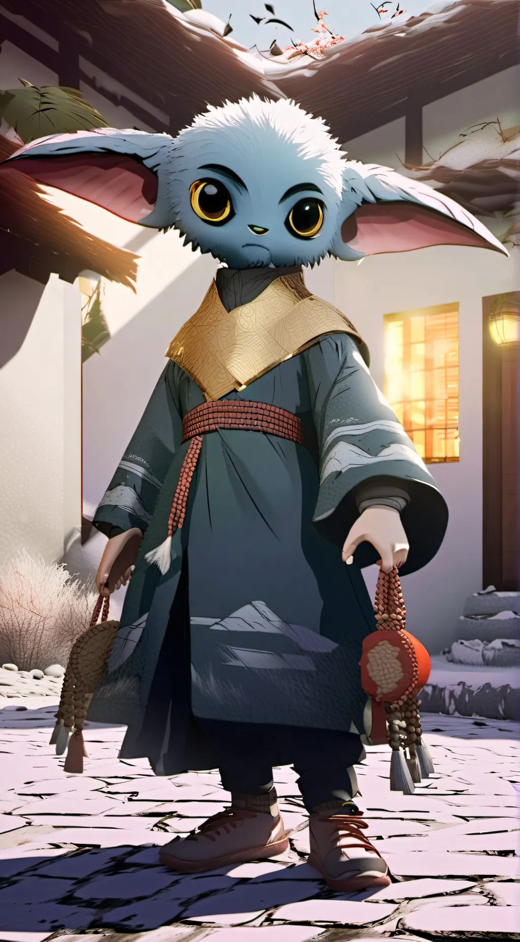 ai character: baby yoda mandolin background