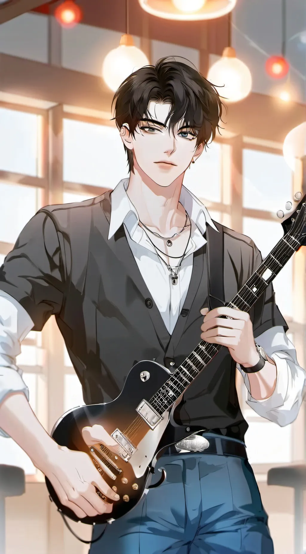 ai character: Grey background