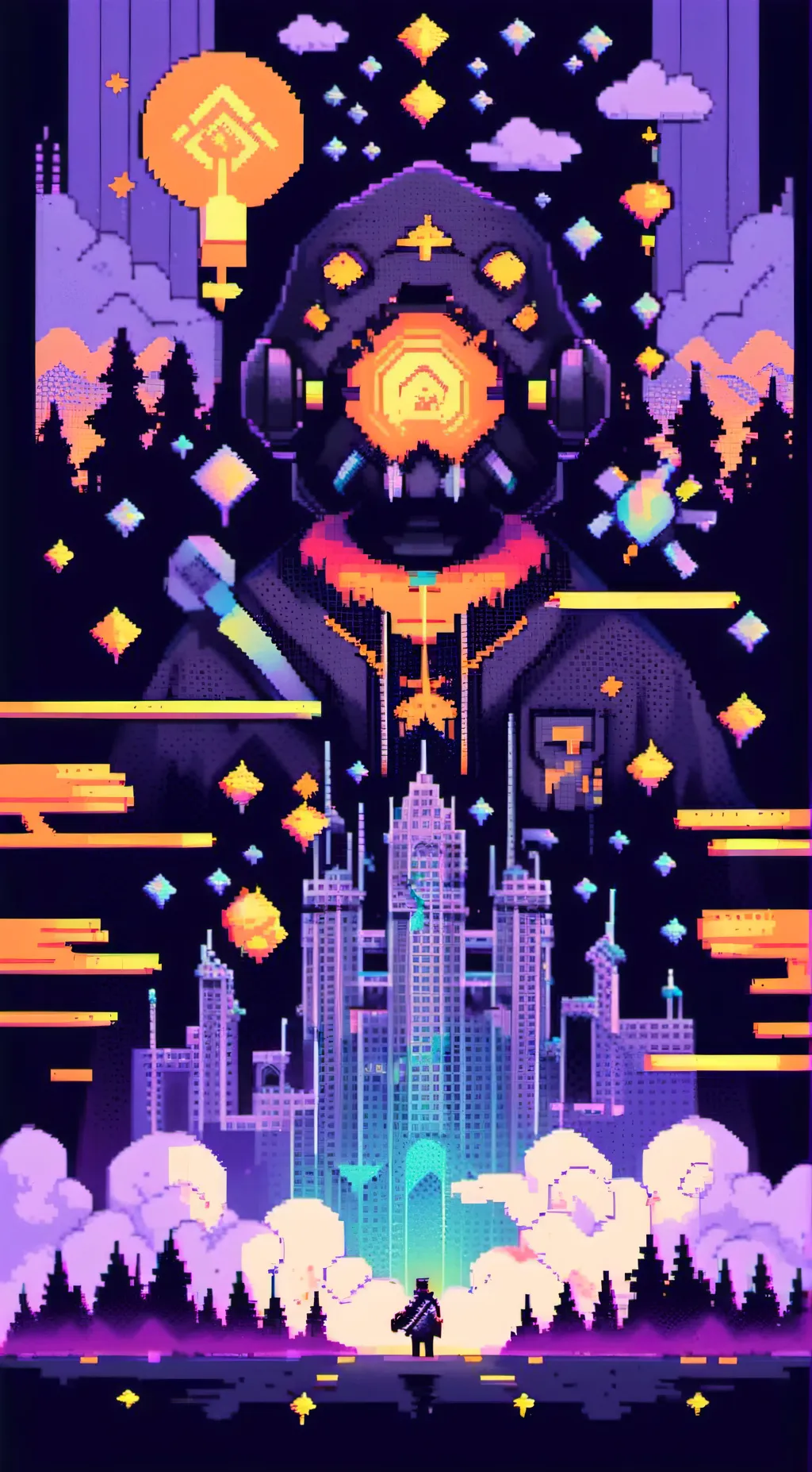 ai character: pixel non briilam background