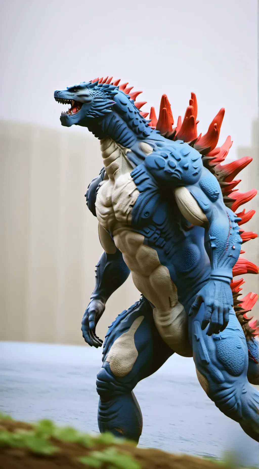 ai character: Godzilla evolved background