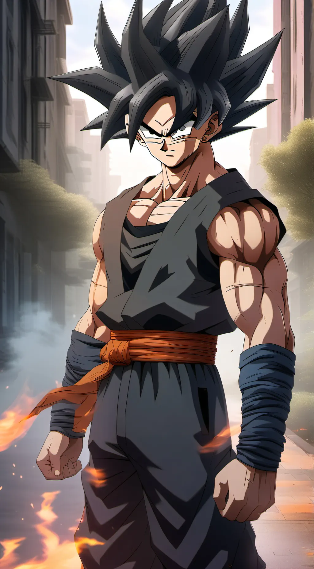 ai character: old trunks background