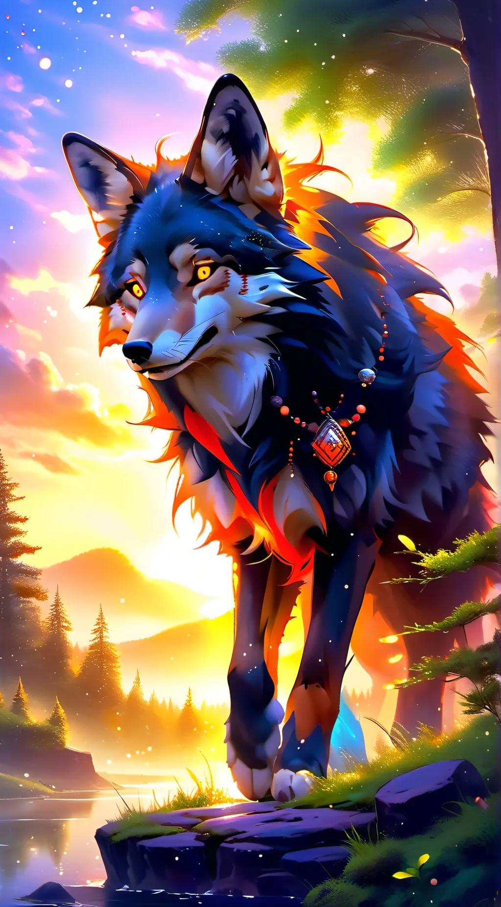 ai character: red demon fox  background