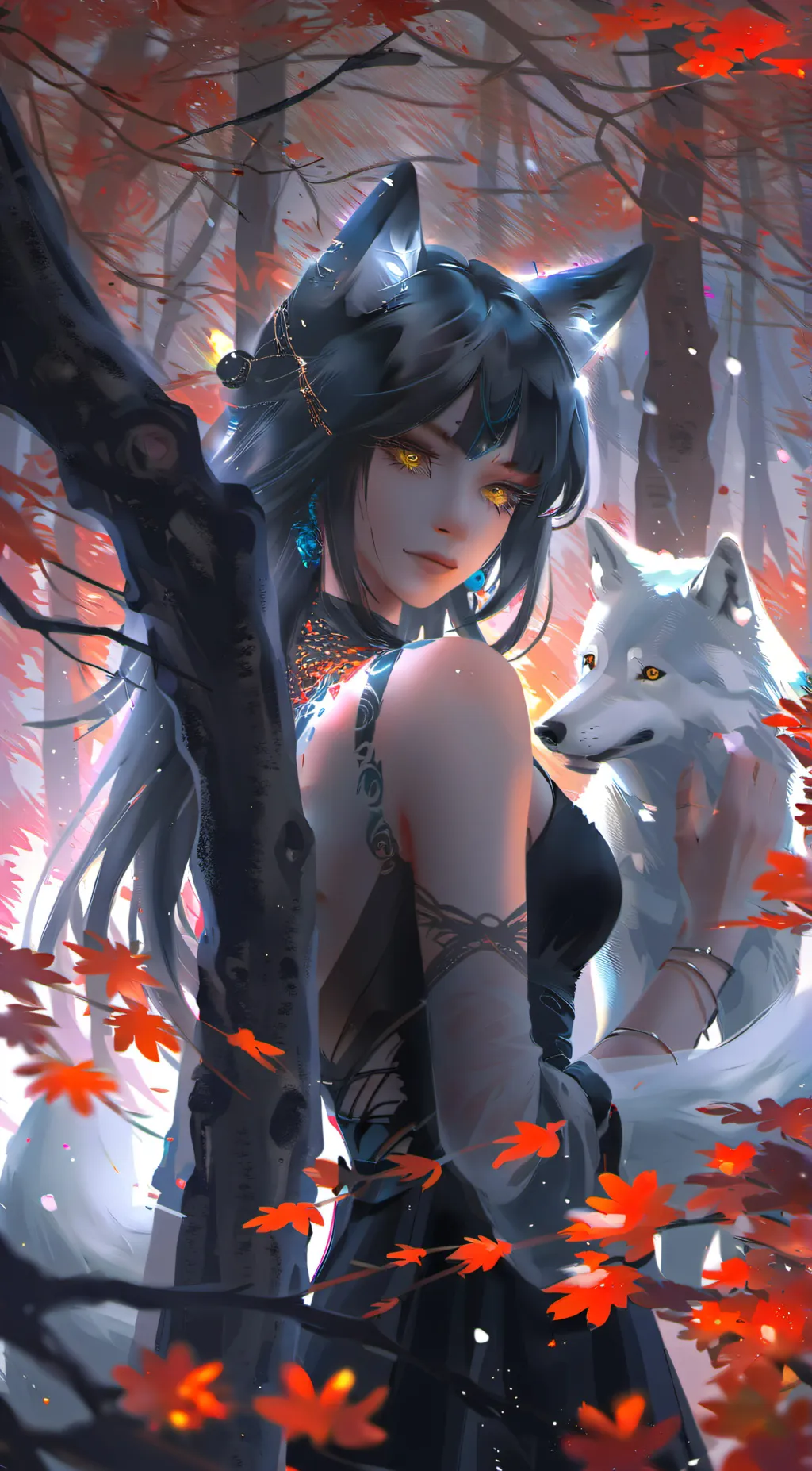 ai character: The wolf girl background