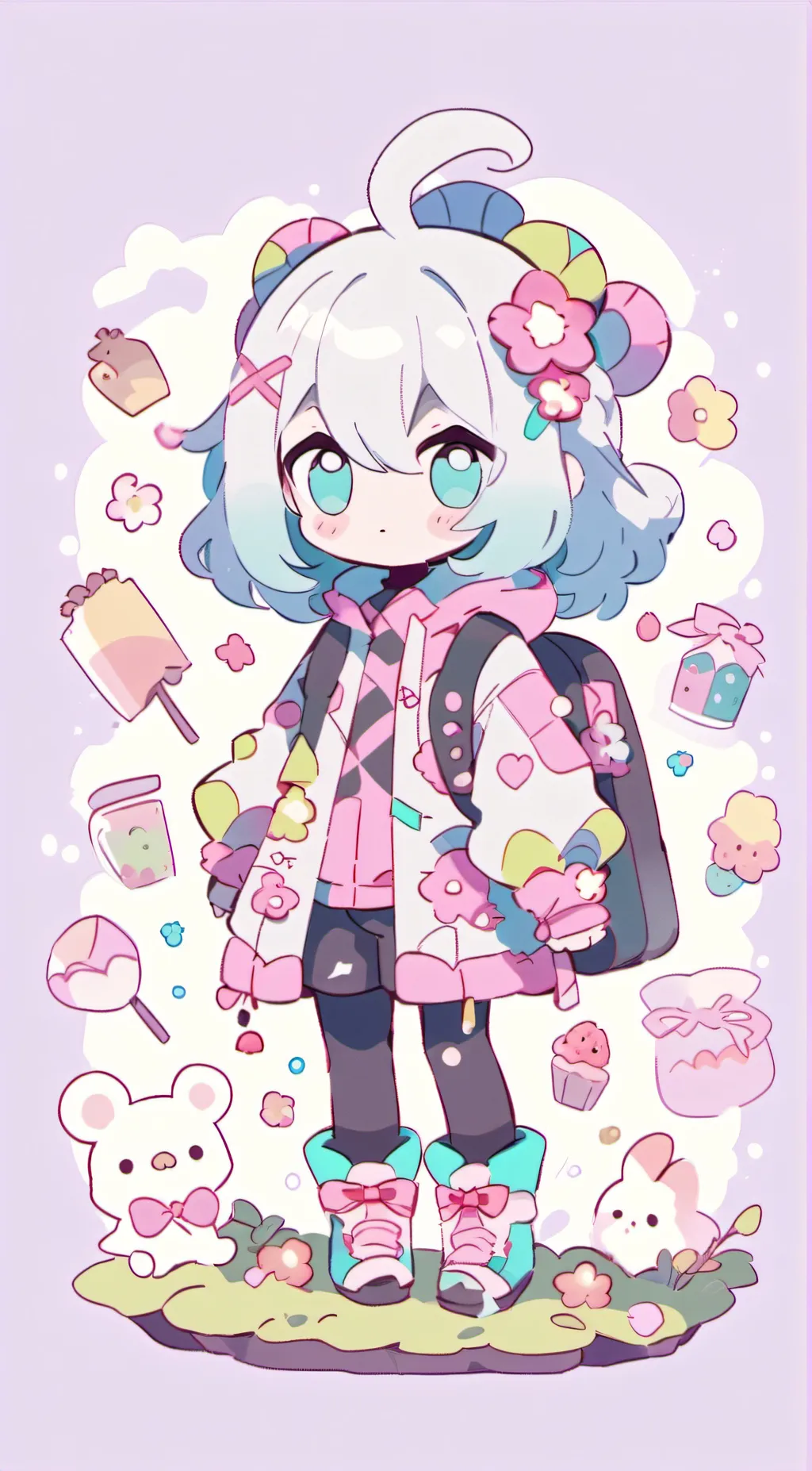 ai character: sun and moon show  background