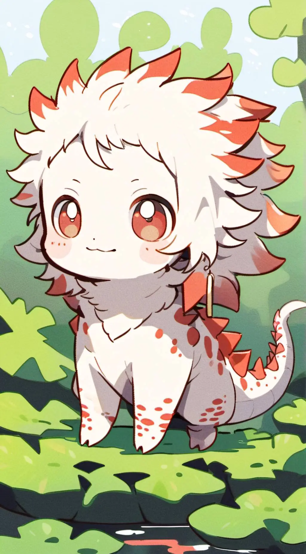 ai character: axolotl play hunt  background