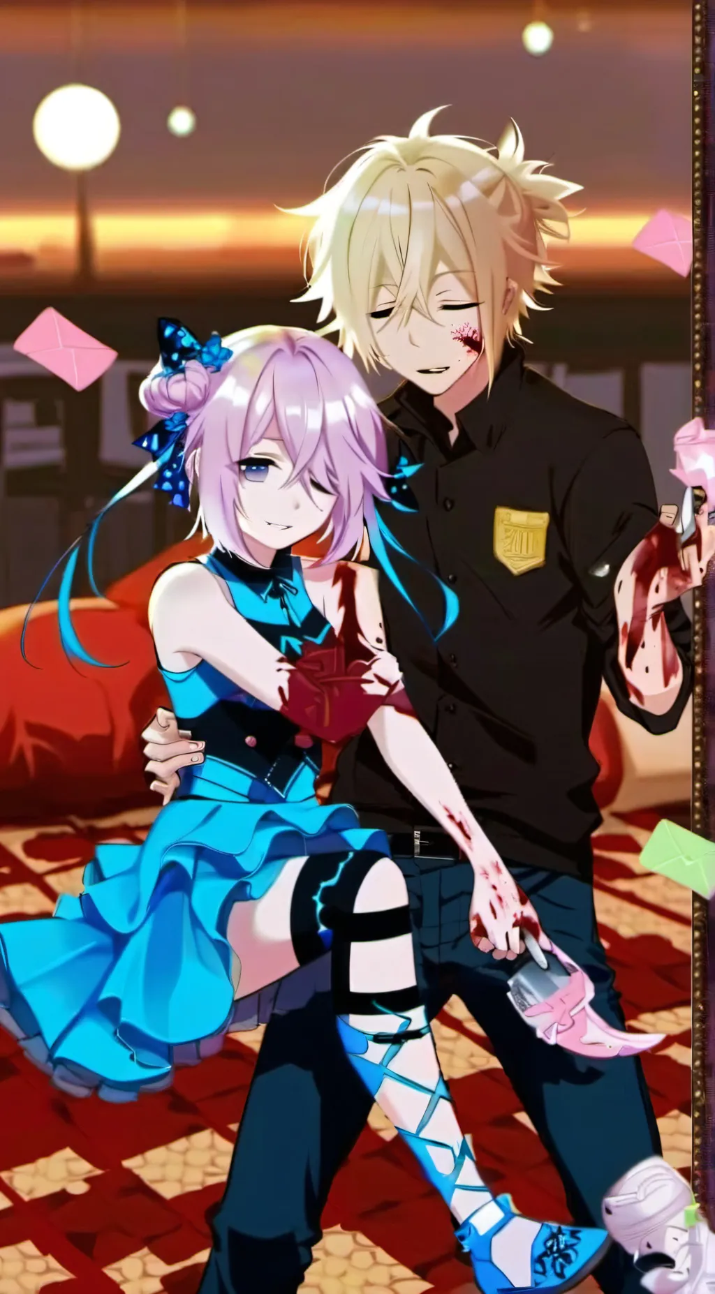 ai character: Zack and Mia lover background