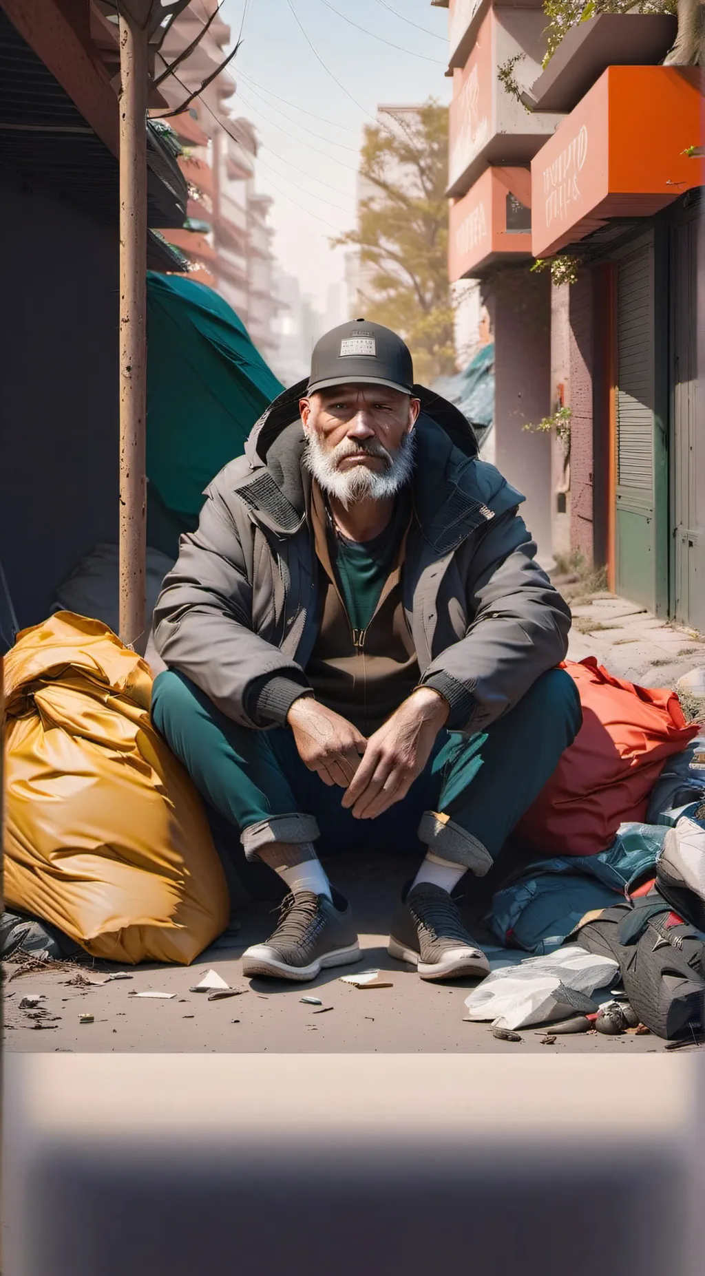 ai character: Homeless Man background