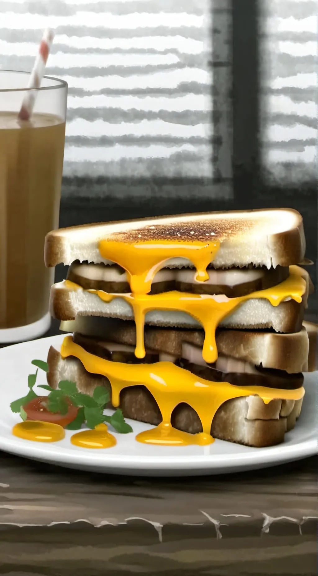 ai character: grilled cheese background