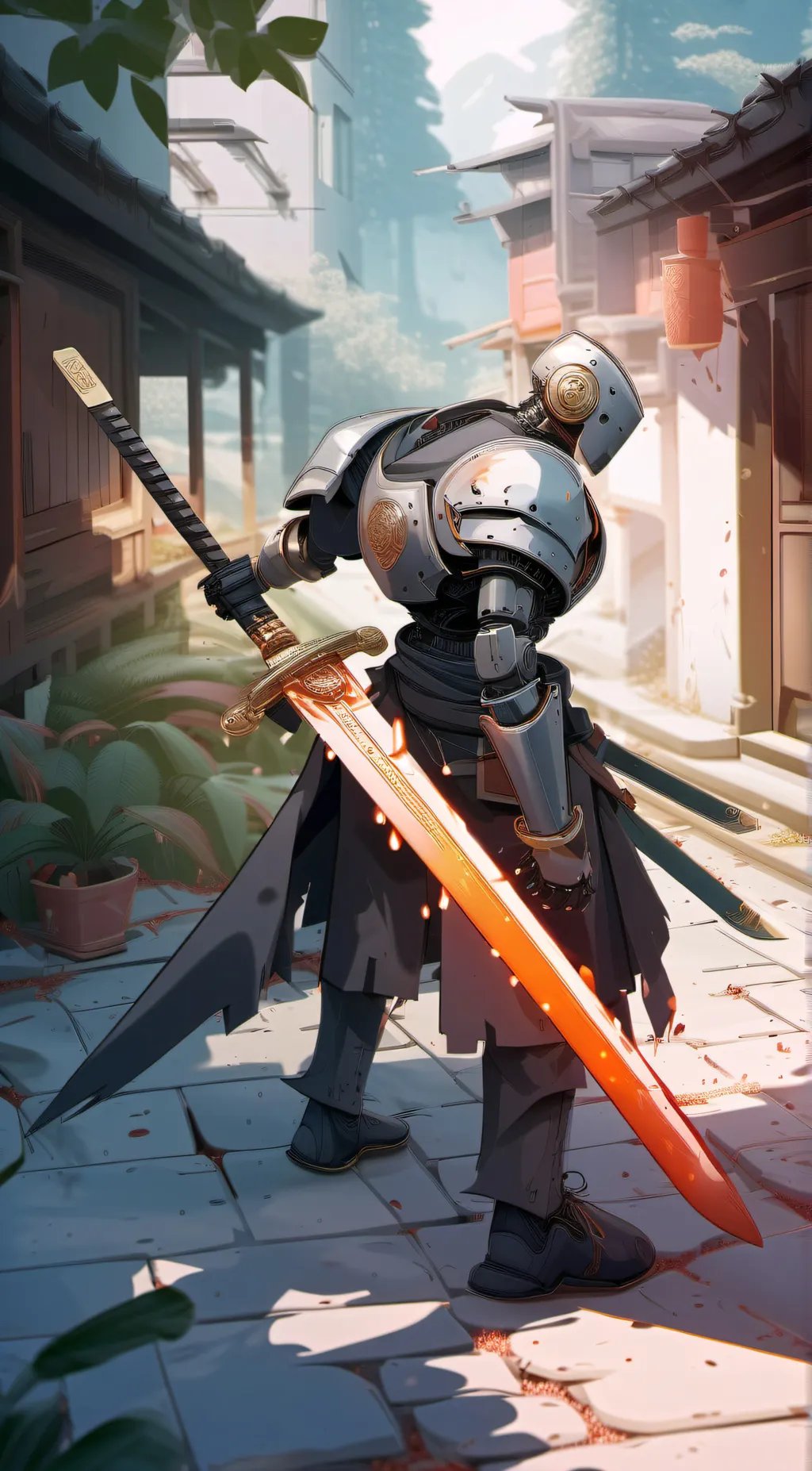 ai character: Sword robot background