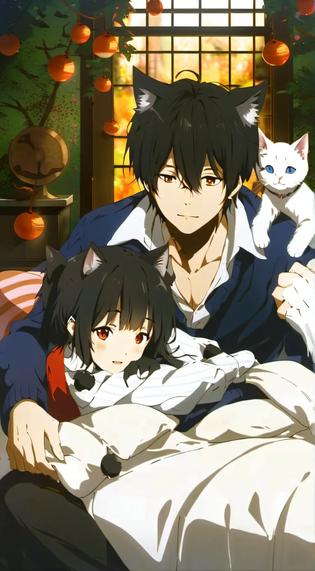 ai character: Maddie+2Kitten background